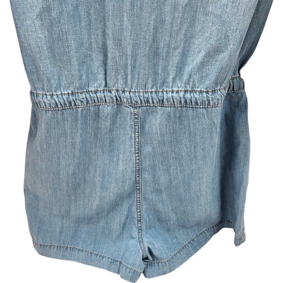Harper Heritage Chambray Romper Long Roll-Up Sleeves Women's Size Small - Picture 11 of 16